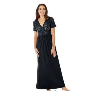 Nwot woman’s plus sz long lace top stretch knit gown sz 3X